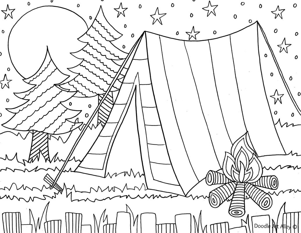 Camping Coloring Pages To Print
 Summer Coloring pages Doodle Art Alley