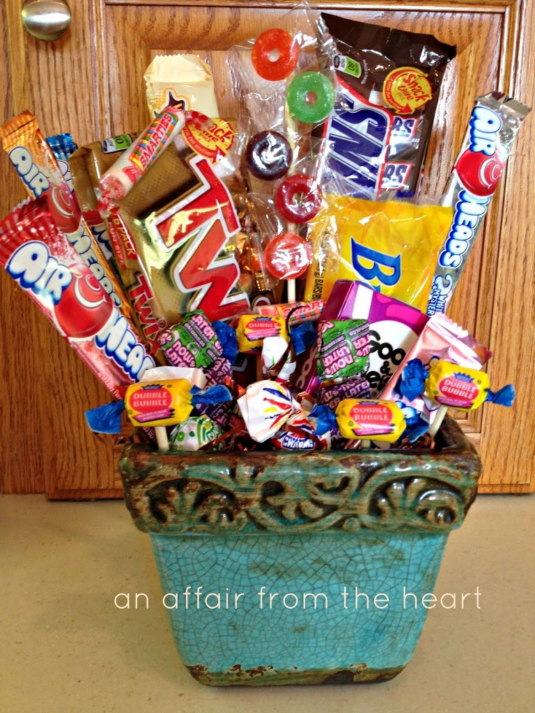 Candy Gift Basket Ideas
 50th Birthday Candy Basket and Poem An Affair from the Heart