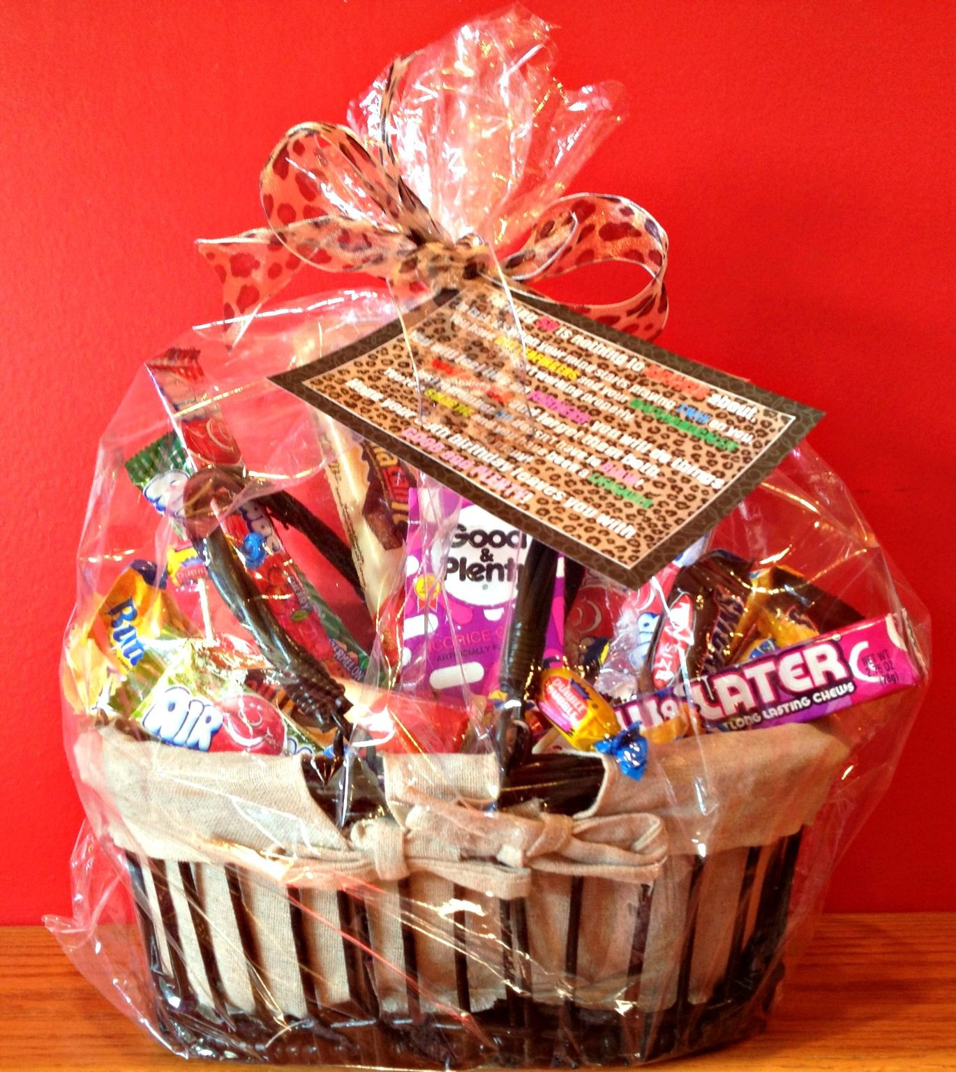 Candy Gift Basket Ideas
 50th Birthday Candy Basket and Poem DIY Gift Candy Basket