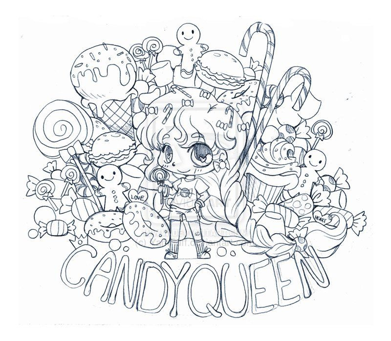 Candy Girl Coloring Pages
 Candy Queen Chibi mission Sketch by YamPuff