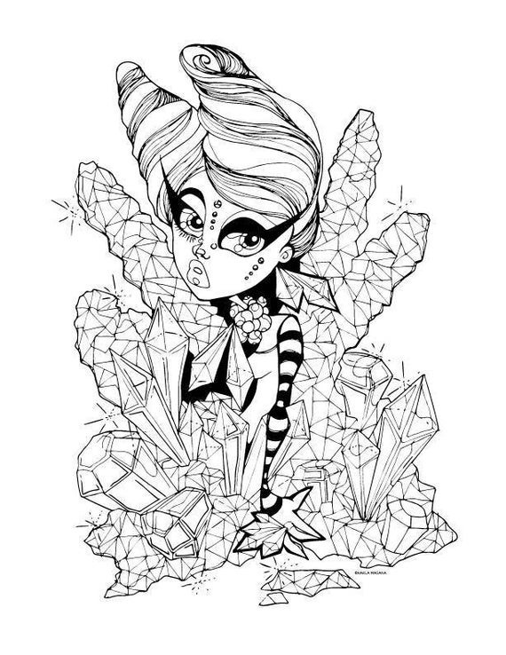 Candy Girl Coloring Pages
 Rock Candy Crystal Girl Coloring Page Printable Instant