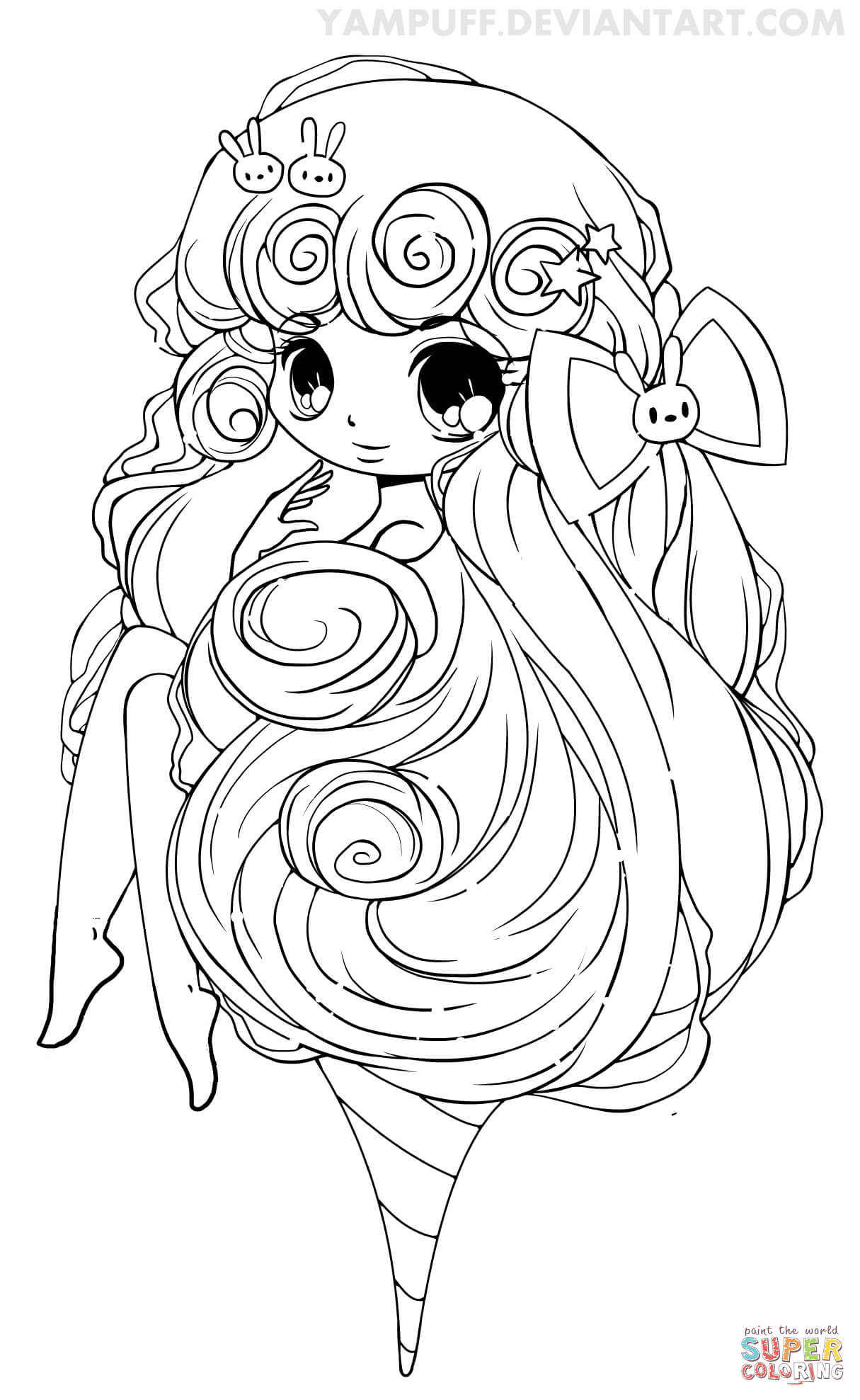 Candy Girl Coloring Pages
 Chibi Cotton Candy Girl coloring page