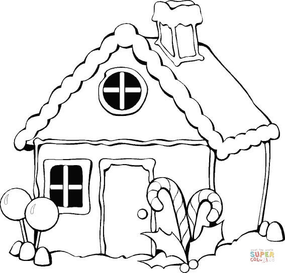 Candy House Coloring Pages For Boys
 Christmas gingerbread house coloring page