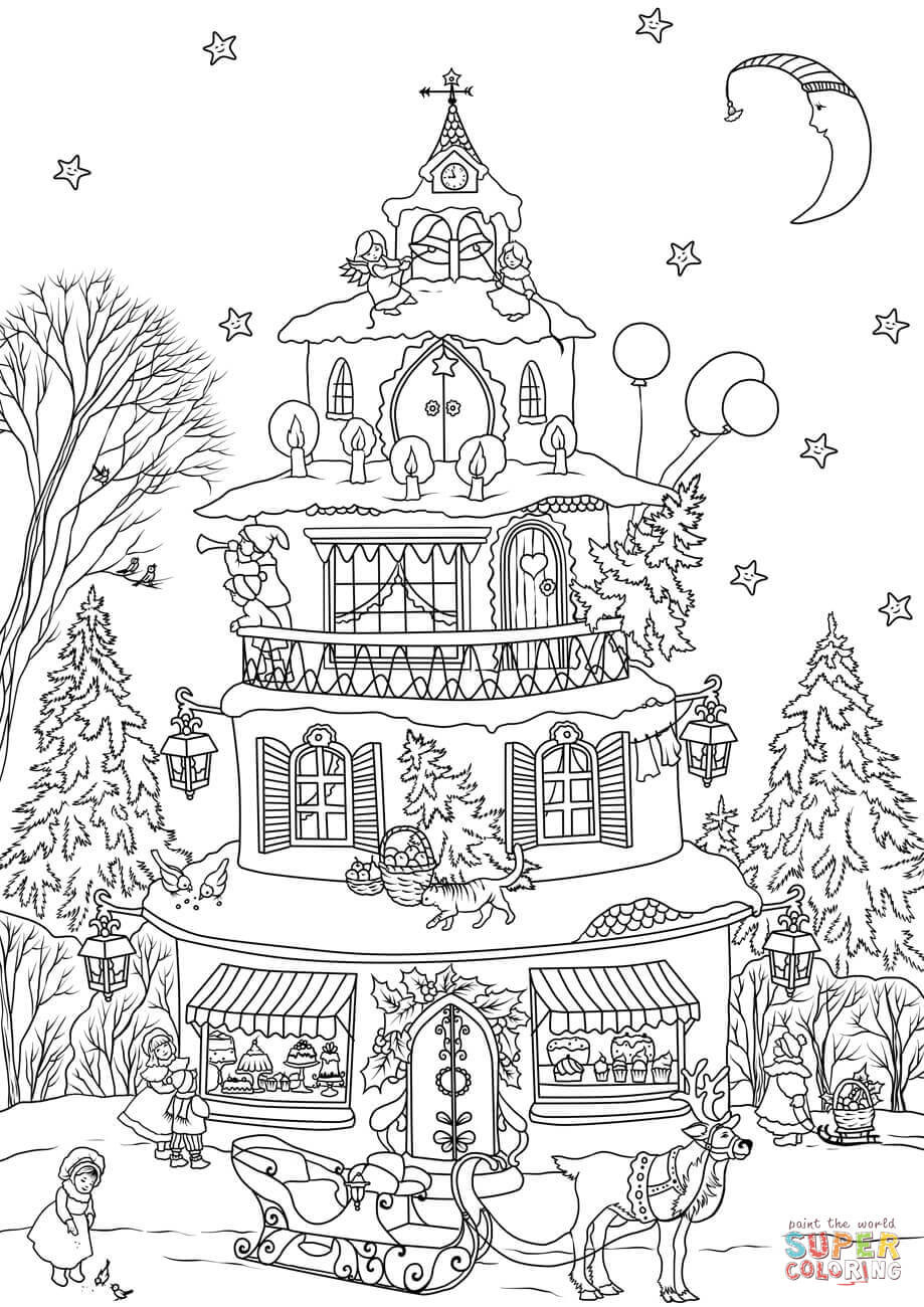 Candy House Coloring Pages For Boys
 Christmas House coloring page