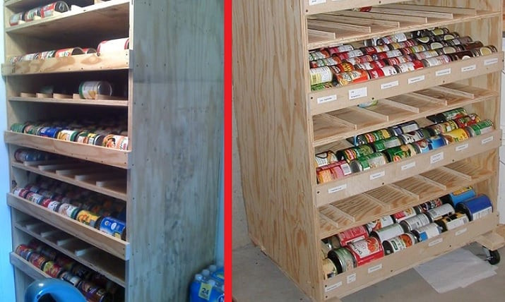 Canned Food Organizer DIY
 DIY Rotating Canned Food Shelf Plans