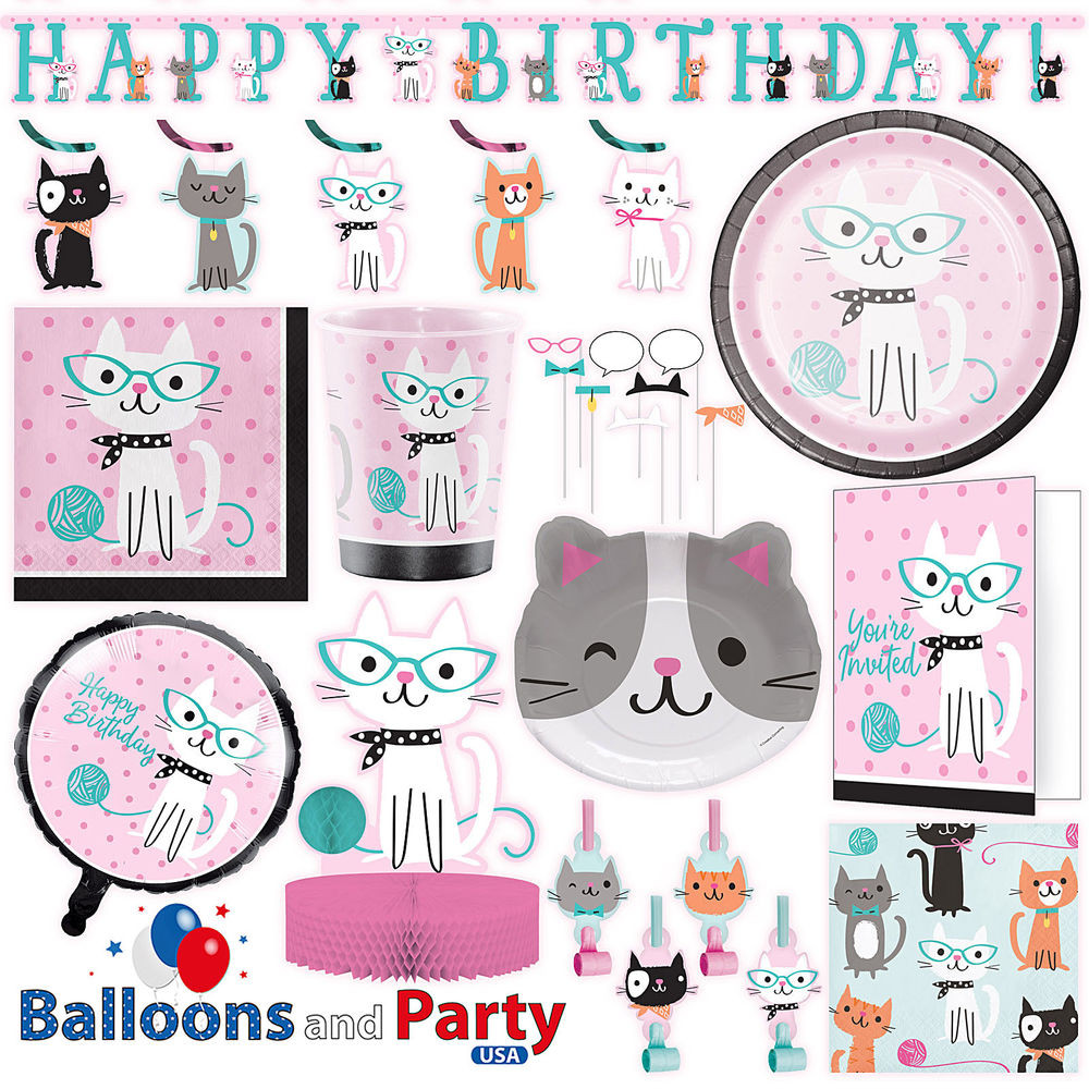Cat Birthday Decorations
 Purr fect Kitty Cat Birthday Party Tableware Decorations
