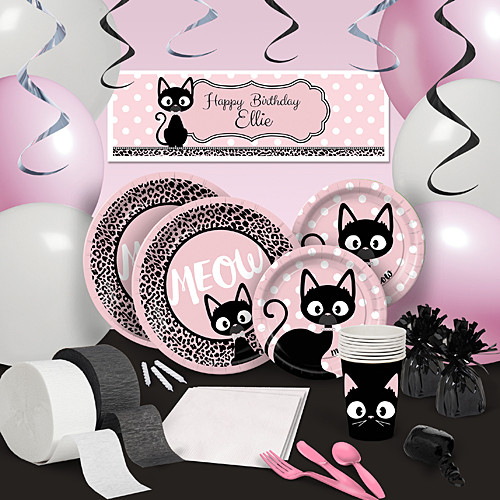 Cat Birthday Decorations
 Kitty Cat Diva Personalized Banner Shindigz