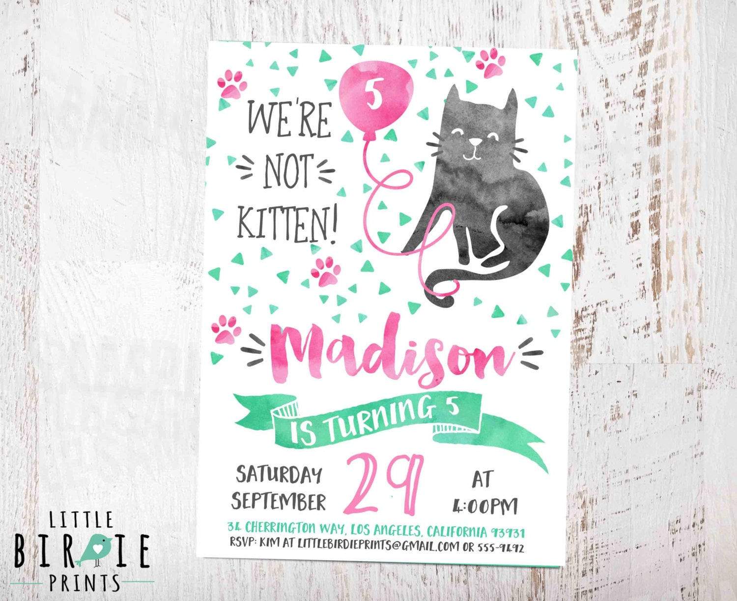 Cat Birthday Invitations
 CAT Birthday party invitation Cat first birthday invitation