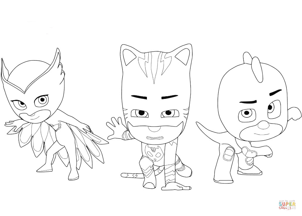 Cat Boy Coloring Pages
 Owlette Catboy and Gecko coloring page