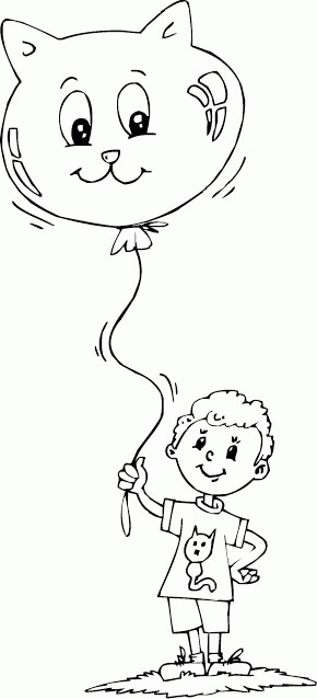Cat Boy Coloring Pages
 boy with cat balloon coloring page coloring