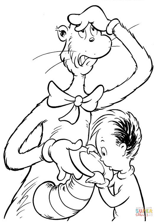 Cat Boy Coloring Pages
 Cat in the Hat and the Boy coloring page