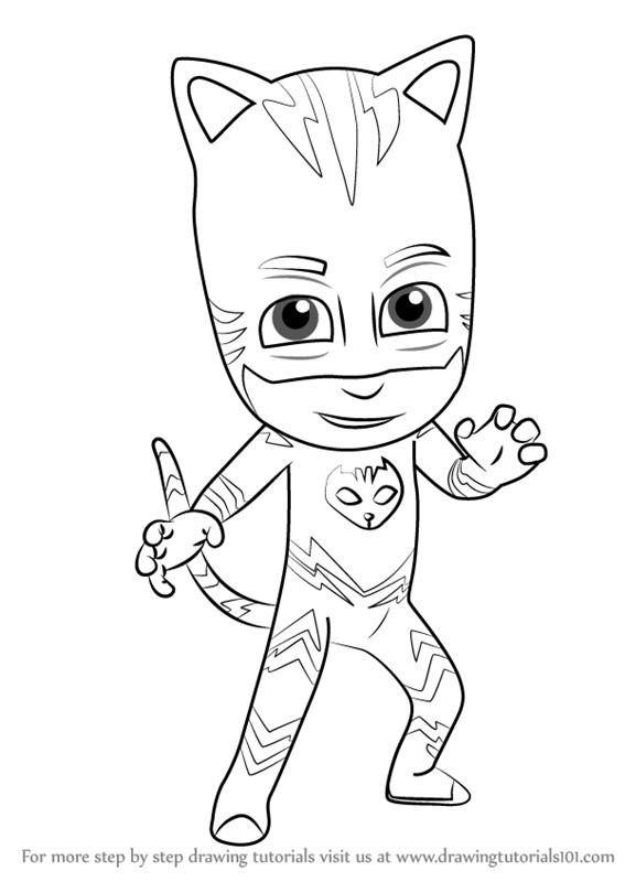 Cat Boy Coloring Pages
 How to Draw Catboy from PJ Masks DrawingTutorials101
