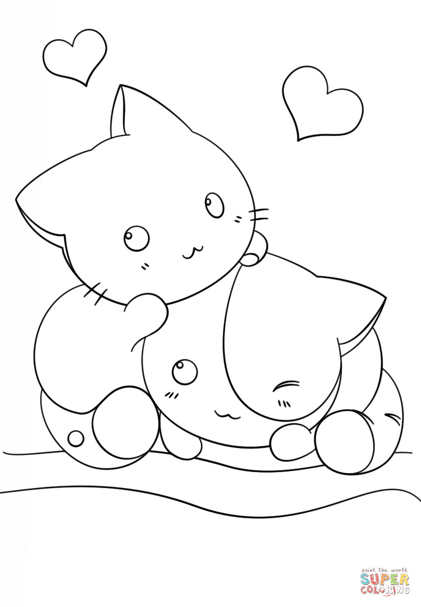 Cat Coloring Pages For Girls
 Kawaii Kittens coloring page