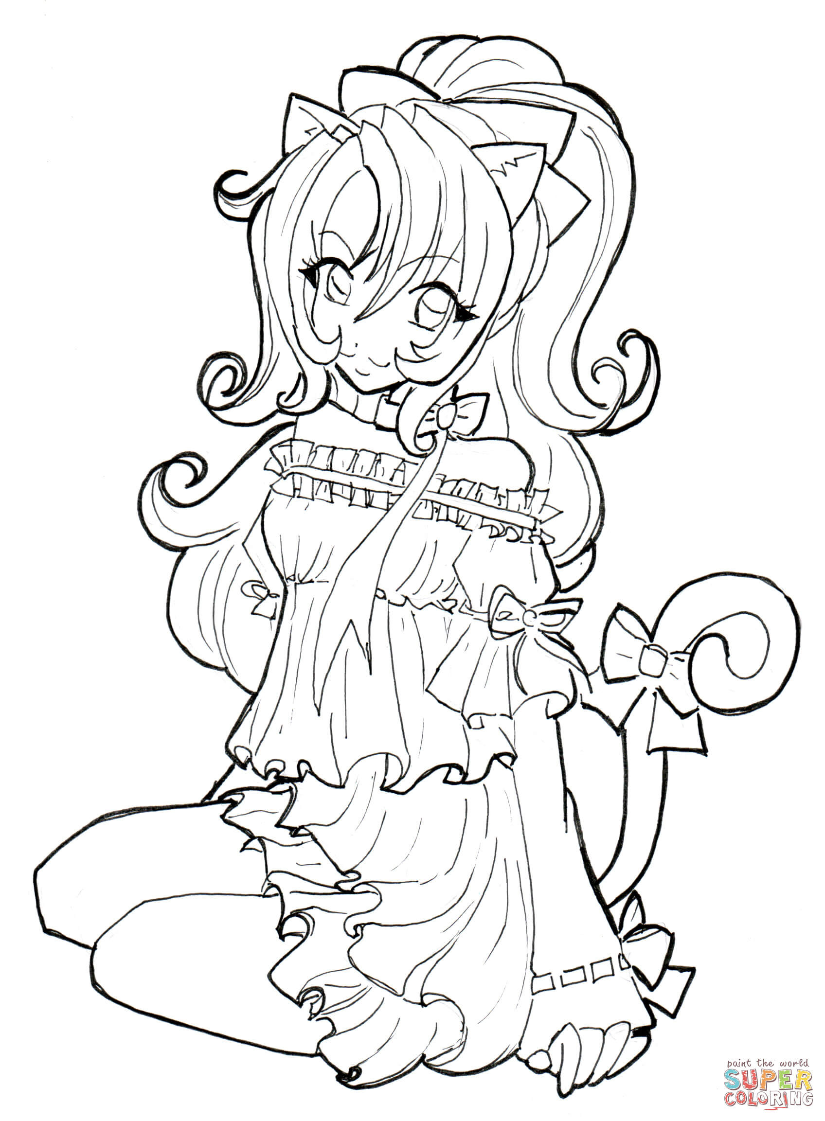 Cat Coloring Pages For Girls
 Cat Girl coloring page