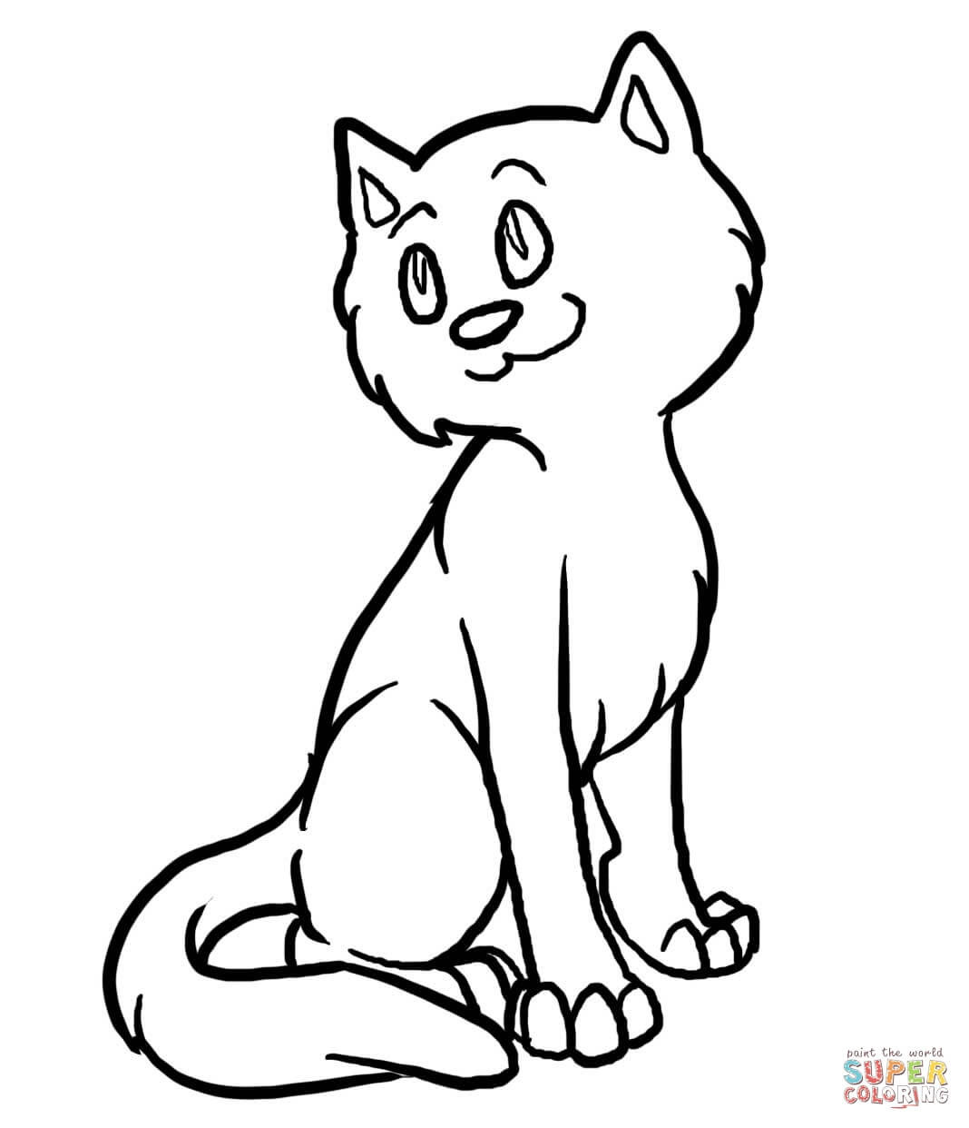 Cat Coloring Pages
 Lovely Cartoon Cat coloring page