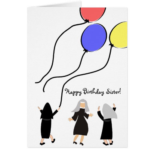Catholic Birthday Card
 Catholic Nun Birthday Card Balloons