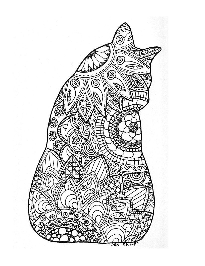 Cats Adult Coloring Book
 Cat Coloring Page to Print and Color Nature от