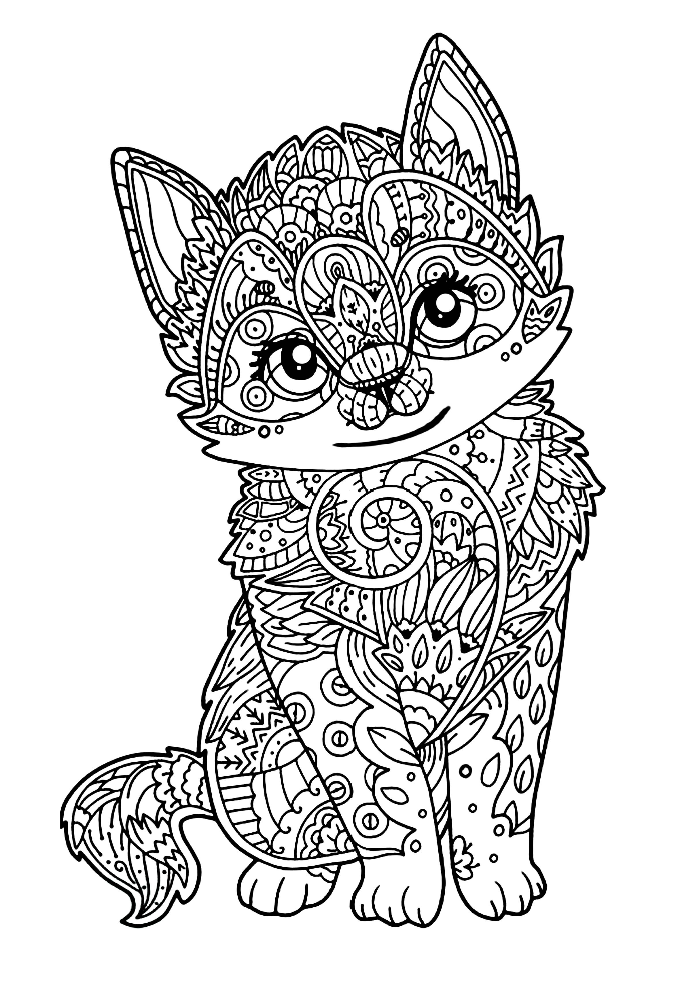 Cats Adult Coloring Book
 Cute kitten Cats Adult Coloring Pages