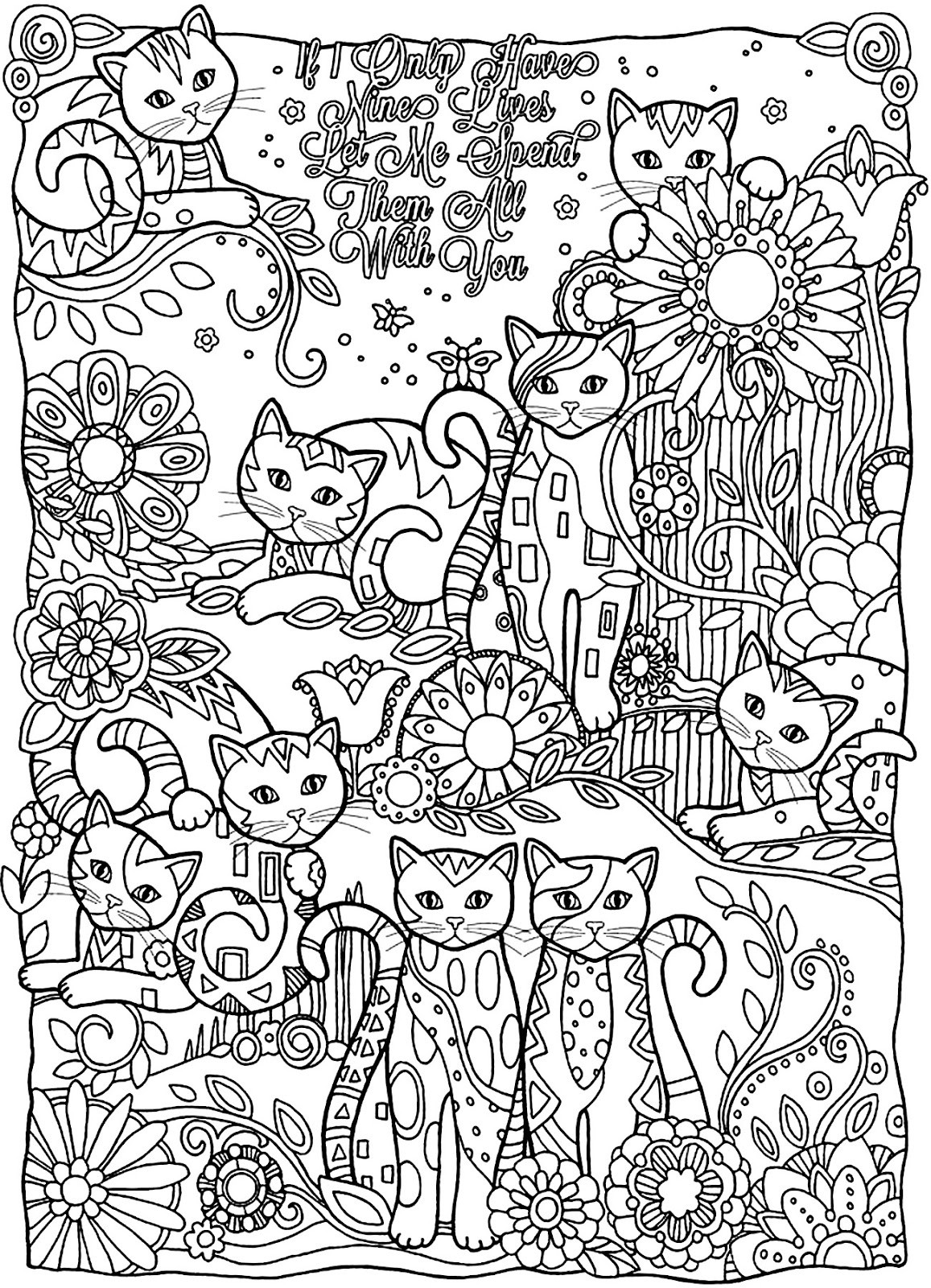 Cats Adult Coloring Book
 Coloring Page World