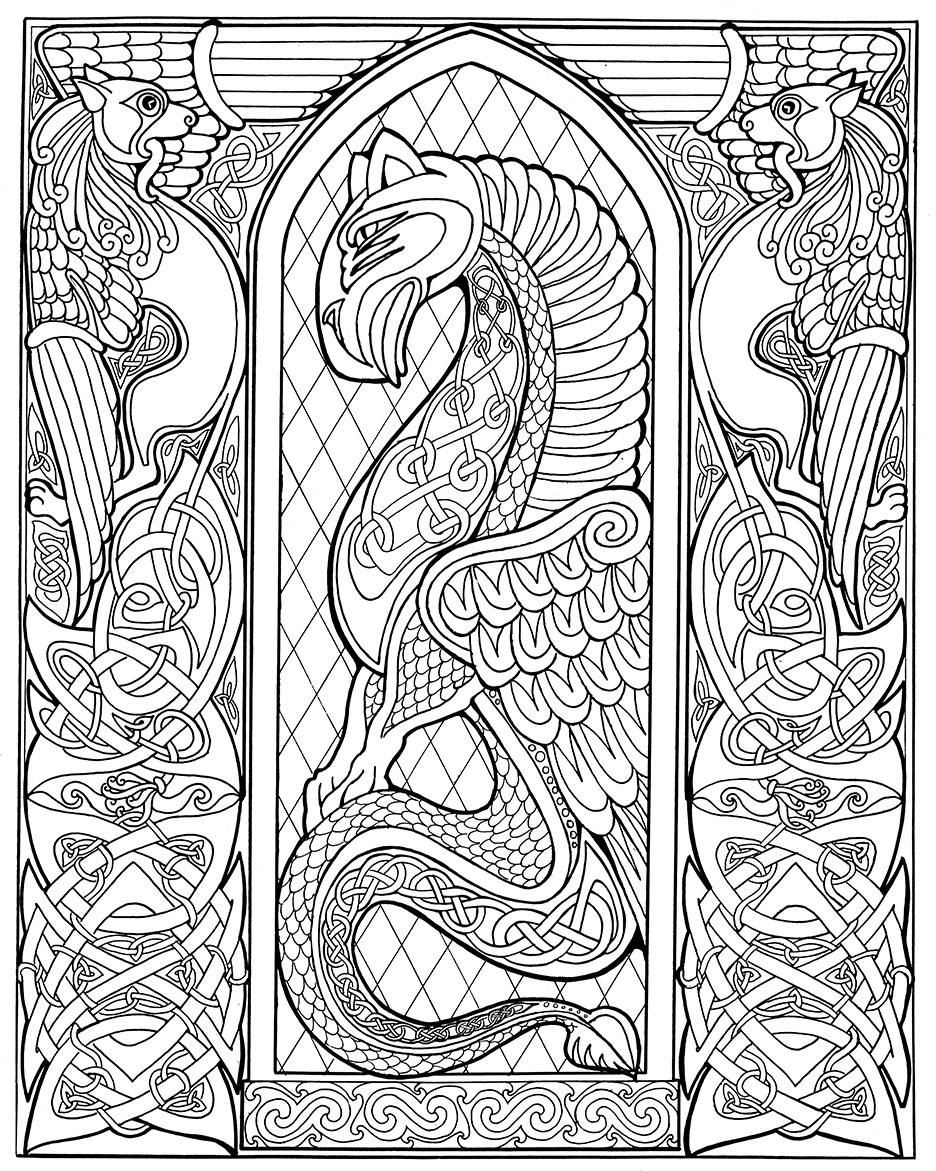 Celtic Coloring Book
 Celtic Dragon outlineBWsm