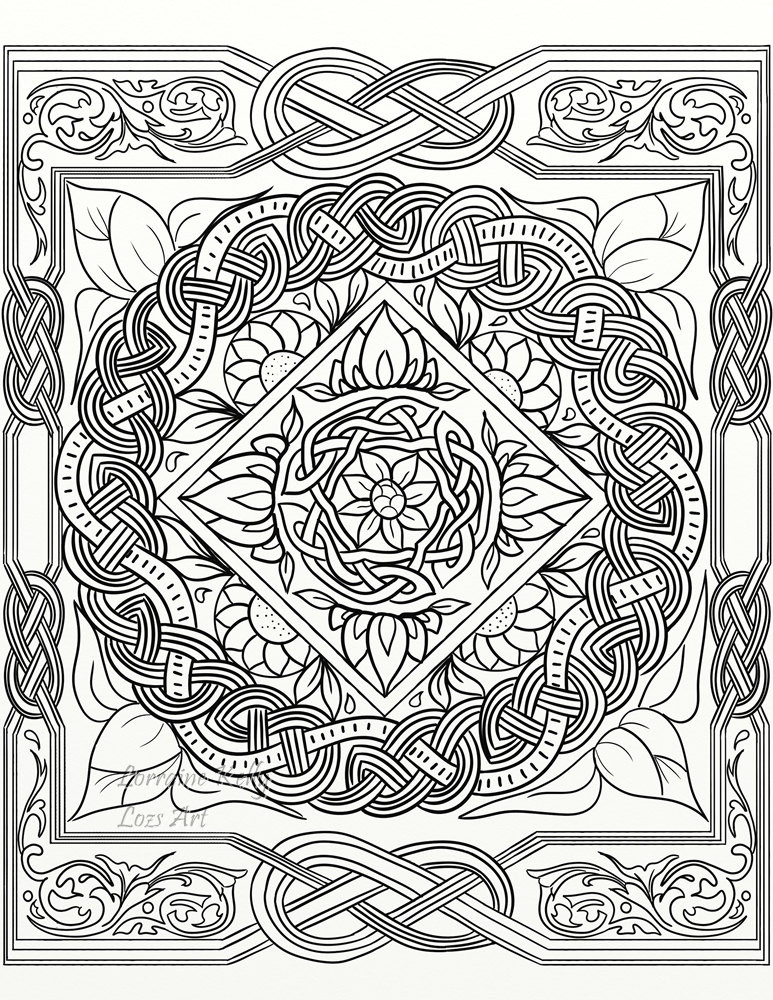 Celtic Coloring Pages For Adults
 5 x Celtic Knot Adult Coloring Pages Instant PDF Download DIY