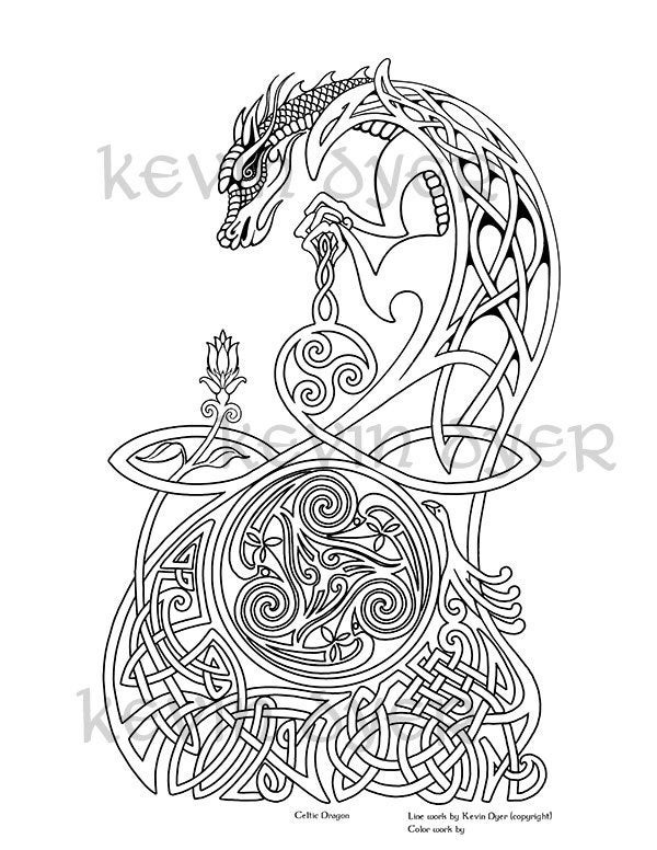 Celtic Coloring Pages For Adults
 Celtic Fantasy Adult Coloring Pages Digital Download