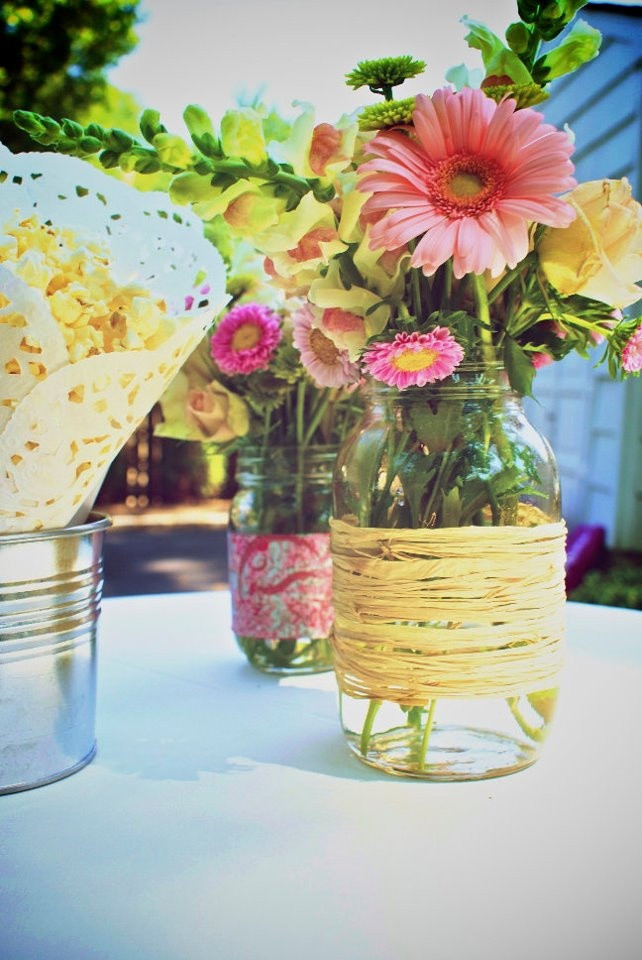 Centerpieces For Engagement Party Ideas
 Mason Jars with flowers engagement party decorations