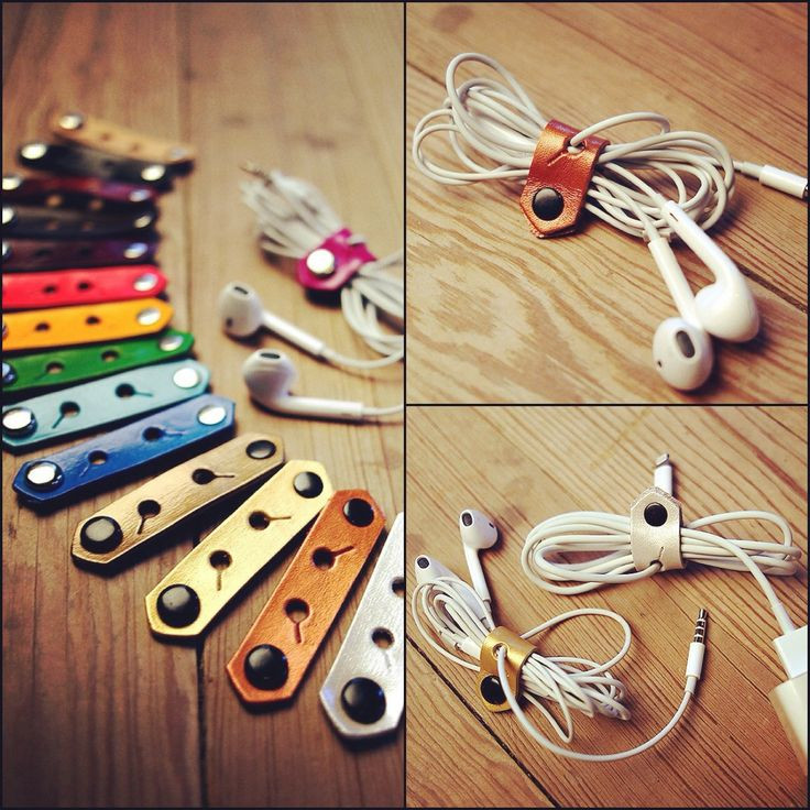 Charger Organizer DIY
 Cord Organizer Leather iPhone Earbud Lightning Charger