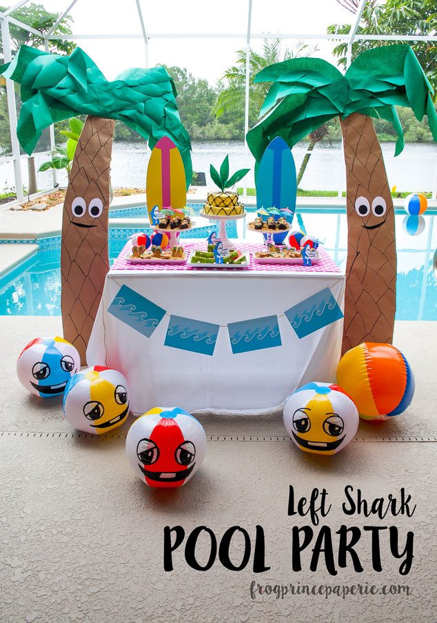 Cheap Pool Party Ideas
 Left Shark Pool Party Ideas on a Bud Frog Prince Paperie