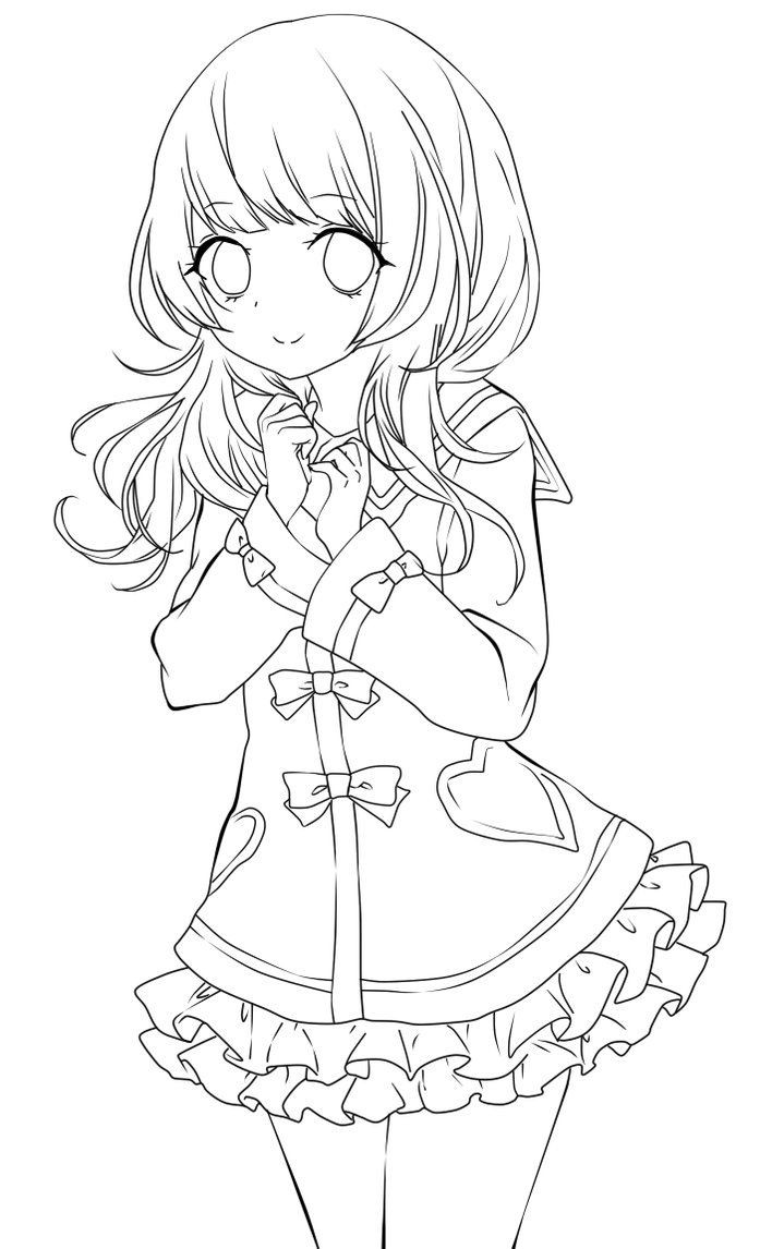 Chibi Anime Girl Coloring Pages
 Cute anime girl lineart by chifuyu san on DeviantArt