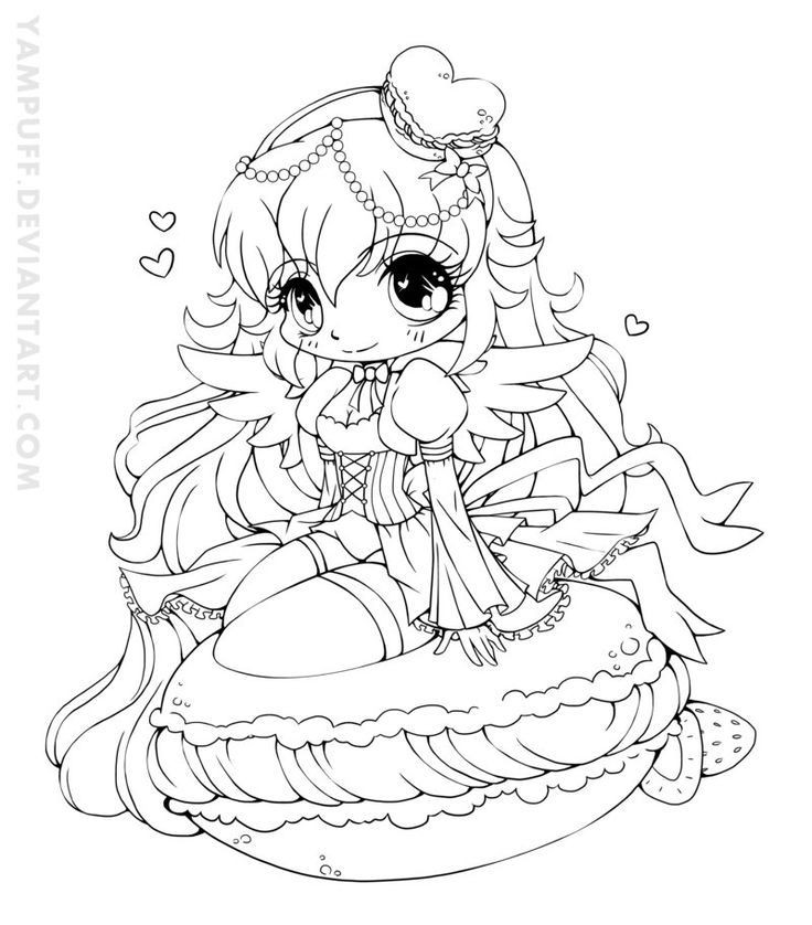 Chibi Anime Girl Coloring Pages
 YamPuff Food Chibi Girls Coloring Pages