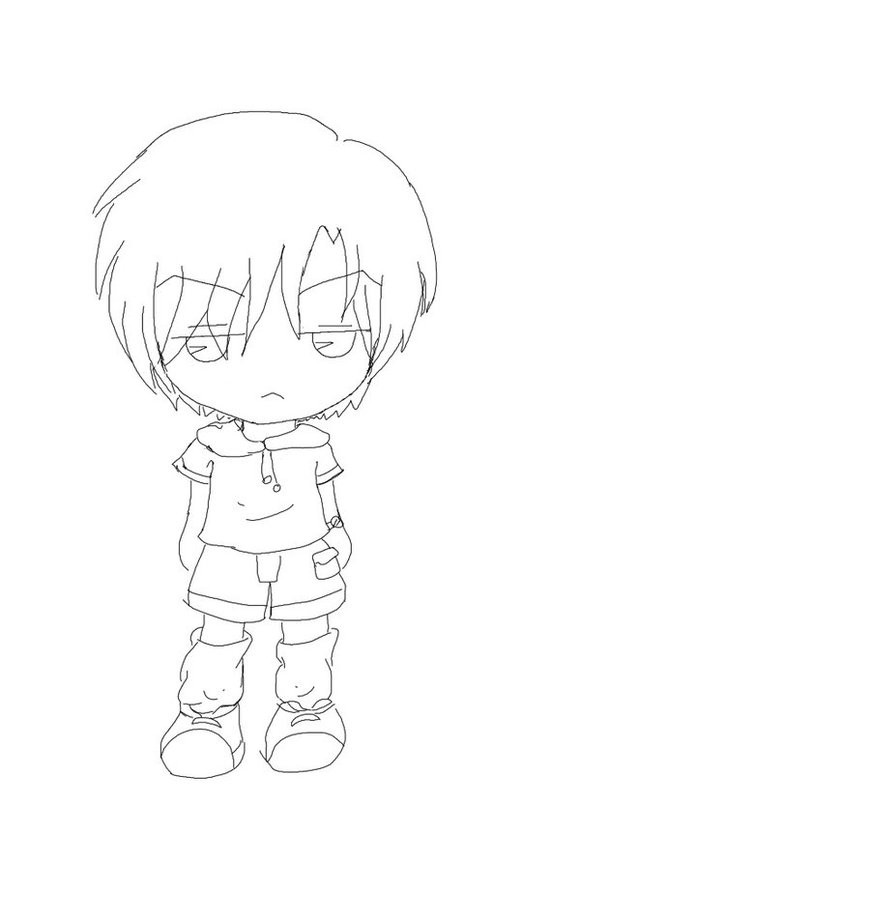Chibi Coloring Pages Boys
 chibi boy lineart by Mahwey on DeviantArt