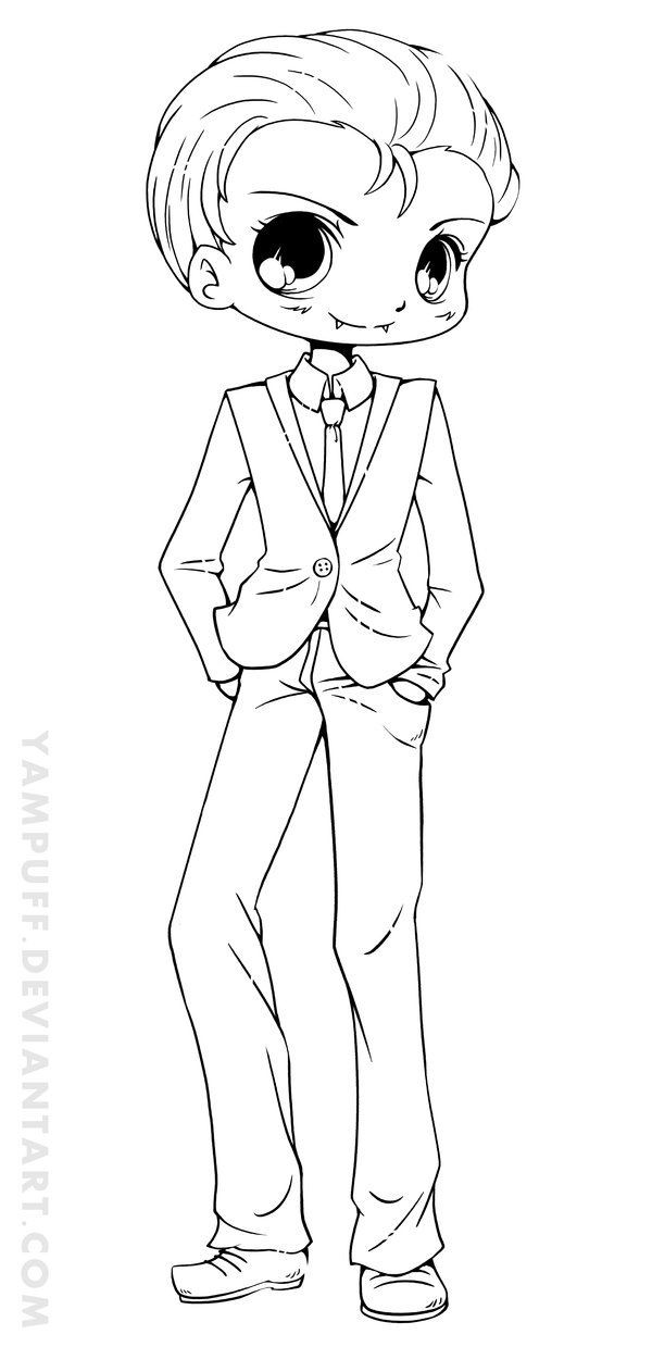 Chibi Coloring Pages Boys
 Mr Evil Chibi Lineart mish by YamPuff on deviantART