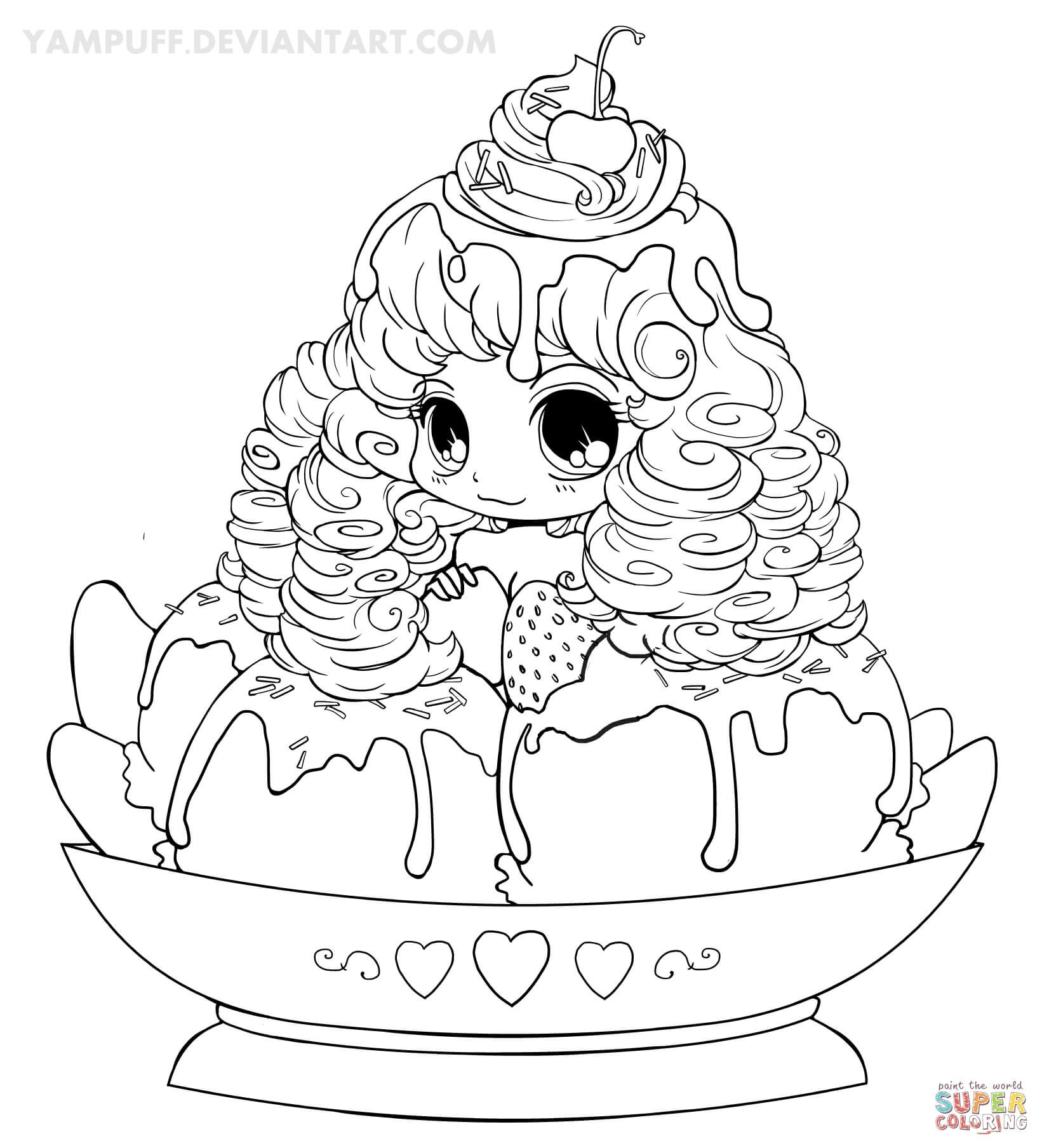 Chibi Coloring Pages Girl
 Chibi Ice Cream Girl coloring page