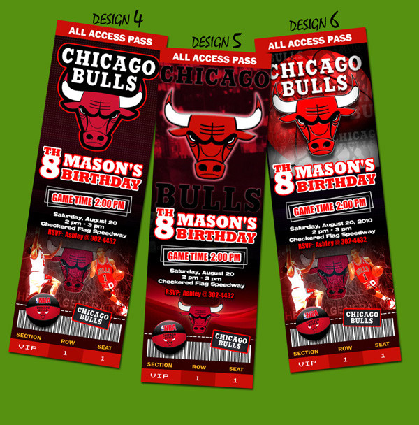 Chicago Bulls Birthday Party
 CHICAGO BULLS BIRTHDAY PARTY INVITATION TICKET 1ST CUSTOM