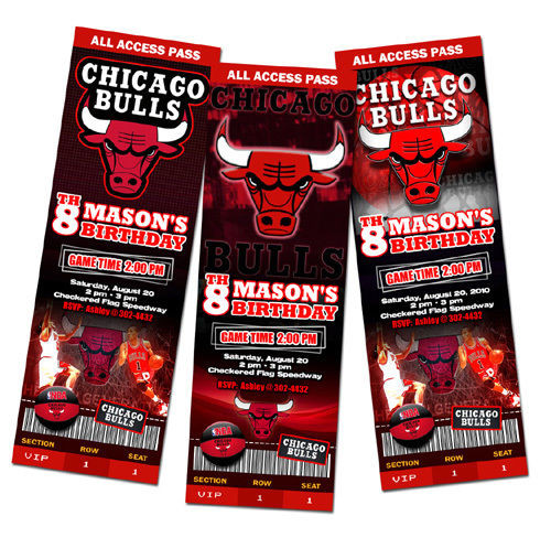 Chicago Bulls Birthday Party
 CHICAGO BULLS BIRTHDAY PARTY INVITATION TICKET 1ST CUSTOM