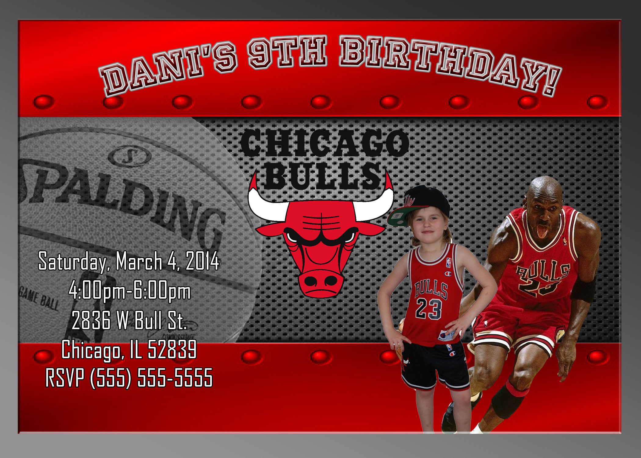 Chicago Bulls Birthday Party
 NBA Chicago Bulls Birthday Invitation