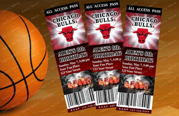 Chicago Bulls Birthday Party
 NBA Chicago Bulls Ticket Invitation Birthday by