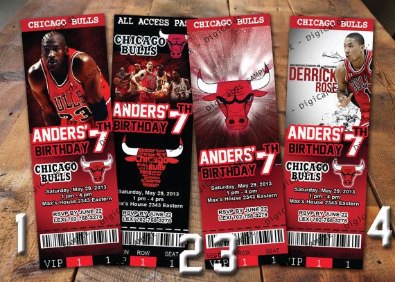 Chicago Bulls Birthday Party
 NBA Chicago Bulls Birthday Invitation Ticket by DigiCards