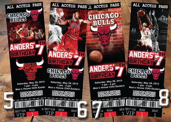 Chicago Bulls Birthday Party
 NBA Chicago Bulls Birthday Party Invitations basketball