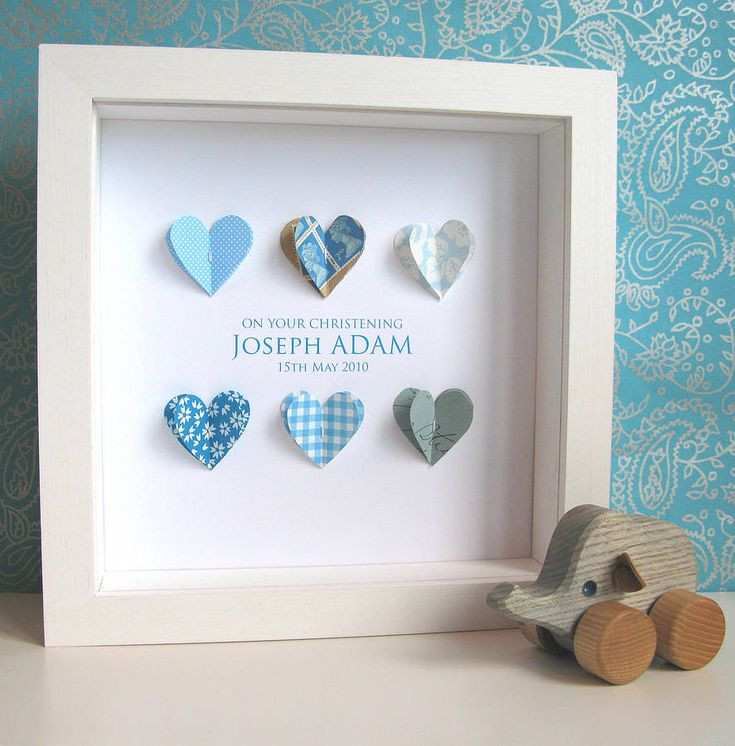 Christening Gift Ideas For Baby Boy
 Personalised Christening Paper Hearts Art