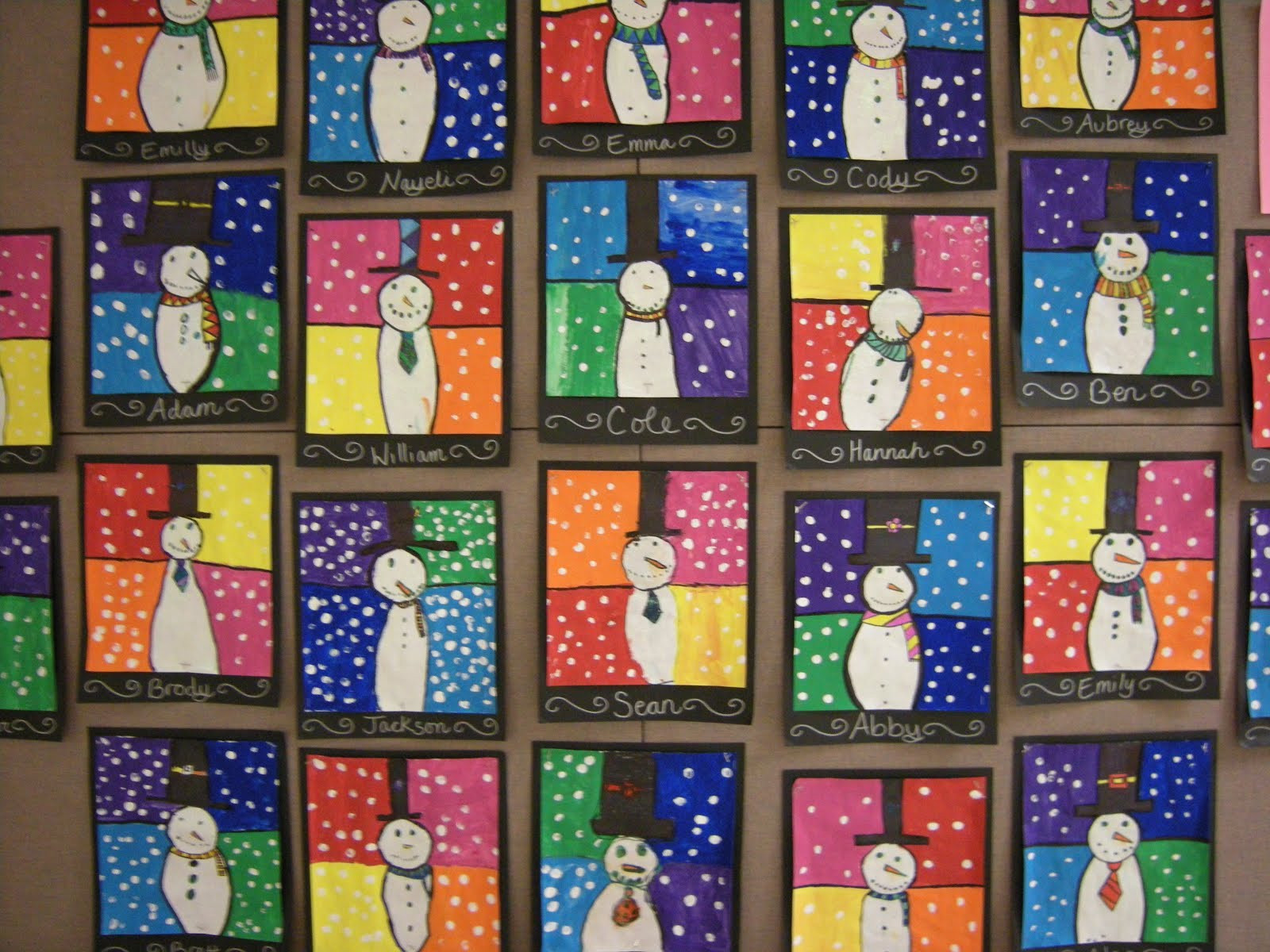 Christmas Art Ideas For Teachers
 Artolazzi Warm Cool Snowmen Paintings