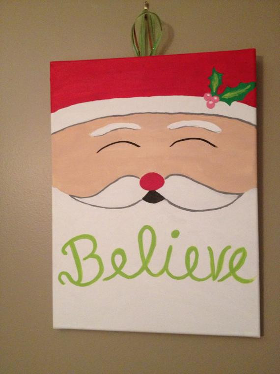 Christmas Canvas Painting Ideas
 Believe Santa Christmas Canvas