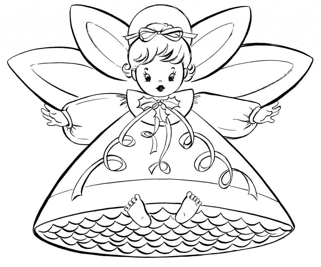 Christmas Coloring Pages Free
 Free Christmas Coloring Pages Retro Angels The