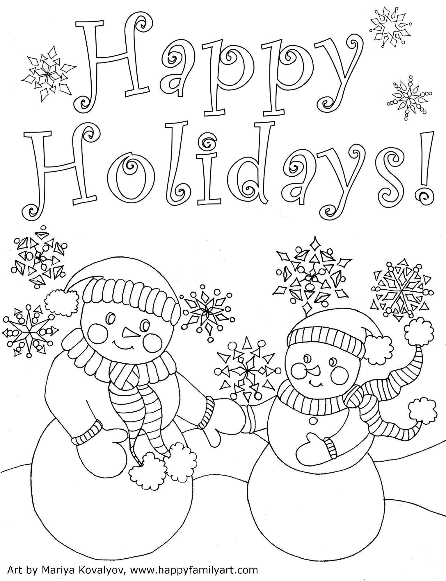 Christmas Coloring Pages Free
 Happy Family Art original and fun coloring pages