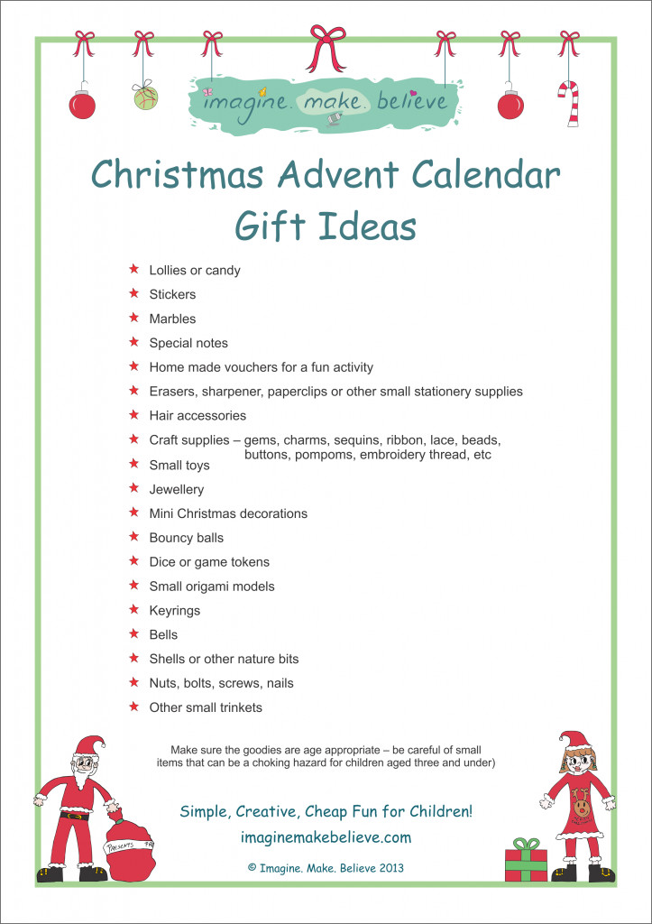 Christmas Gift List Ideas
 Christmas Advent Calendar Gift Ideas Imagine Make Believe