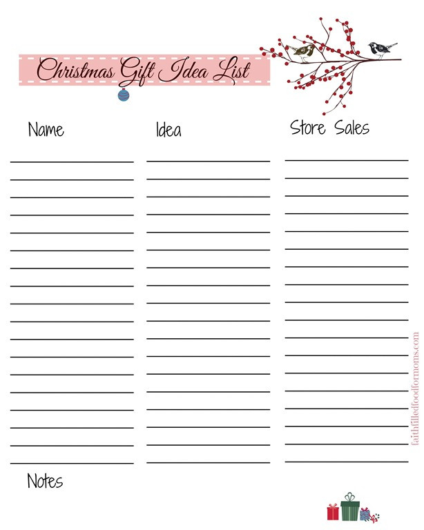 Christmas Gift List Ideas
 Christmas List Printable s to Help With Your Holiday Planning