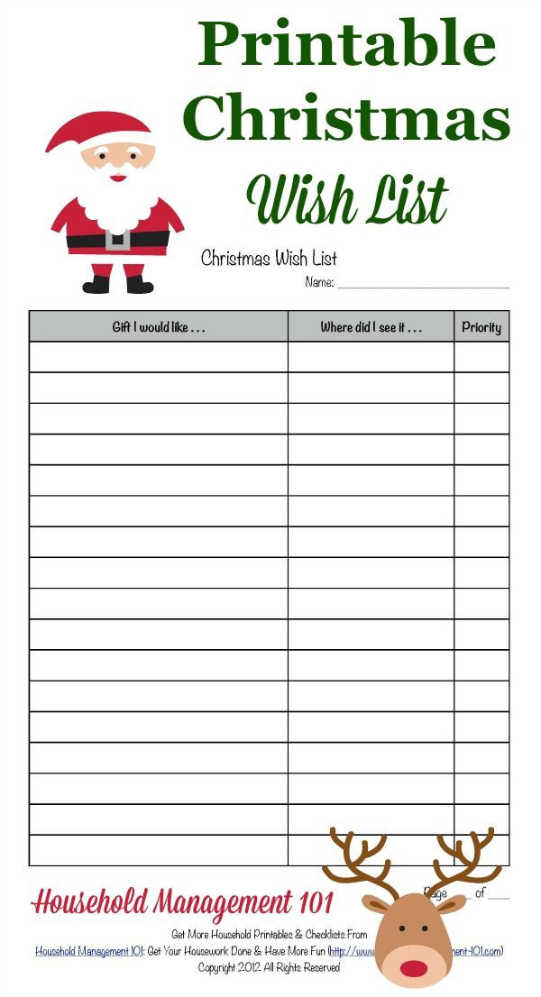 Christmas Gift List Ideas
 Free Printable Christmas Wish List For Kids & Adults