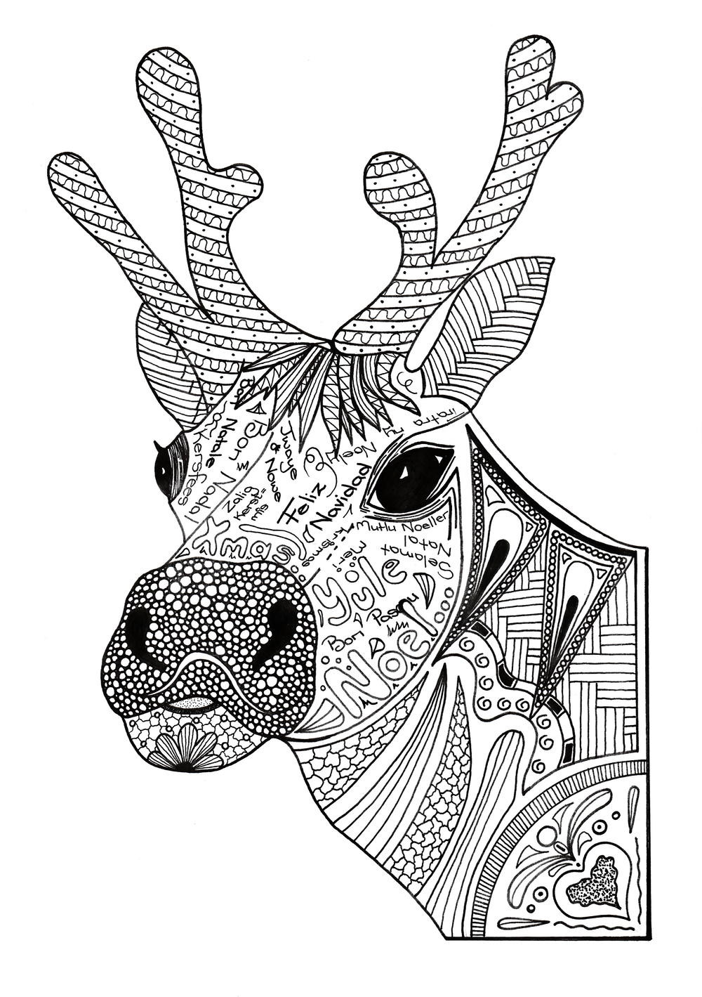 Christmas Girl Coloring Pages For Adults
 Christmas Reindeer Adult Coloring Page