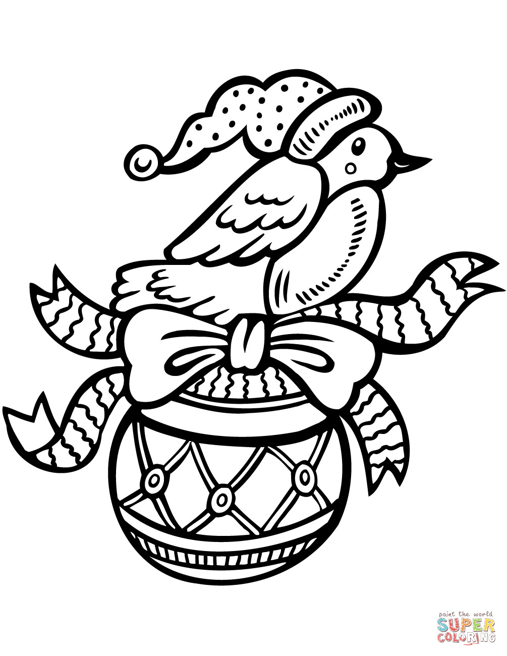Christmas Ornaments Coloring Pages Printable
 Christmas Ornament with Bird coloring page